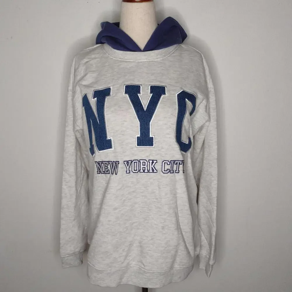 NWT Ultra Flirt Women's Gray/Navy/Trend Fleece NYC Hoodie Size XS - Picture 1 of 11